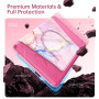 MoKo Coque Pivotante à 360° pour 7" eBook Reader, Marbre Rose Clair Doré | Étui Protection à Dos Clair, Magnétique Détachable, S