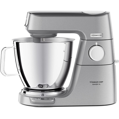Kenwood Titanium Chef Baker XL - Robot Pâtissier 1200W Bols 7L + 5L Argent | Balance Intégrée, Tête LightLift, Robot Culinaire, 