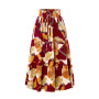 Adigaber Faldas de Mujer Cintura Elástica Faldas Vintage Estampado Floral Volantes A-Línea Faldas a la Pantorrilla Con cinturón