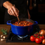 Cocotte en fonte ronde avec revêtement céramique vitrifié Cocotte avec couvercle Gourmet Tools (bleu, 22 cm)