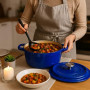 Cocotte en fonte ronde avec revêtement céramique vitrifié Cocotte avec couvercle Gourmet Tools (bleu, 22 cm)