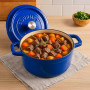 Cocotte en fonte ronde avec revêtement céramique vitrifié Cocotte avec couvercle Gourmet Tools (bleu, 22 cm)
