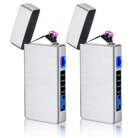 Vegena 2 Pièces Briquet Électrique, Briquet USB Rechargeable, Briquet Arc Électrique, Briquet Électrique Rechargeable Compact Et