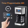 Taylor Swoden Cafetiere Filtre Programmable 24h, 1.5L, 10 à 12 Tasses,Noir | Maintien au Chaud 40min, Anti-goutte, Infusion Rapi