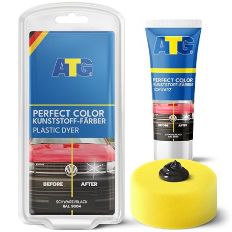 ATG® Peinture pour Plastique Noir – Peinture pour Plastique, rénovateur Plastique Voiture extérieur, véritable Colorant Plastiqu