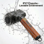 Set de brosse de barbecue électrique 3 en 1 (Revêtement en bois rouge) | Sans fil, rechargeable, imperméable, nettoyant pour bar