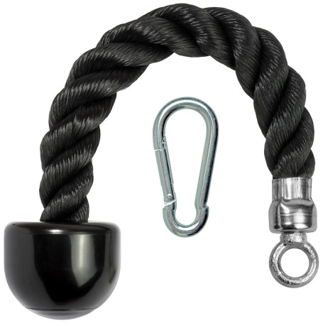 CampTeck U7223 Corde Triceps Simple, Corde Triceps Musculation avec Mousqueton - Noir