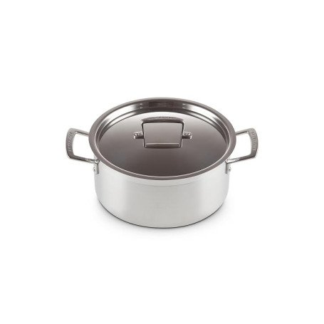 Le Creuset Cocotte Ronde avec Couvercle, 24 cm, Inox 3-ply, Capacité 5,3 L, Argenté,96200724001000