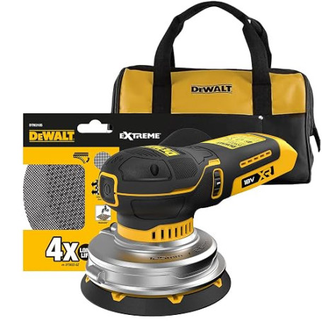 DEWALT Ponceuse excentrique sans fil 125 mm 18V XR, moteur brushless, vitesse variable 5 positions, avec sac souple et disques a