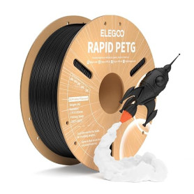 ELEGOO Rapid Filament PETG 1.75mm Noir 1KG | Haute Vitesse 30-600mm/s, Précision Dimensionnelle +/- 0.02mm, Bobine de 1kg en Car