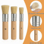 Lot de 3 pinceaux ronds pour pochoir en bois de qualité supérieure - Pinceau de peinture rond en poils naturels - Pour peinture 