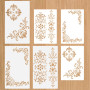 Yuomeaz Lot de 6 pochoirs créatifs réutilisables pour peinture, gabarit de bordure d'angle vintage pour mur, meubles, scrapbooki