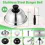 Omtofo 4 Pièces Cloche de Cuisson, Cloche Hamburger, Cloches à Hamburger en Acier Inoxydable avec Tournevis, pour Hamburger pour