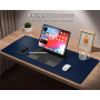 Aothia Sous-main de bureau,Grand tapis de souris, 80 x 40cm,Bleu foncé | Tapis clavier souris en cuir PU,protège bureau antidéra
