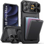 Vihibii Coque pour iPhone 18 Pro Max avec Porte Carte & Support, 2026, Noir | Protection Caméra, Béquille Réglable, Robuste Port