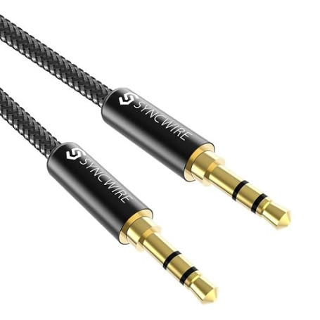SYNCWIRE Câble auxiliaire 3,5 mm (3 m), câble audio auxiliaire tressé en nylon, adaptateur mâle à mâle, pour casques, voitures,
