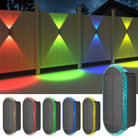 Lampe Solaire Exterieur Applique Murale: 6 Pack Up Down RGB lumiere Solaire | Éclairage mural extérieur IP65 Étanche 3000K & Mod