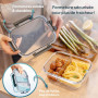 uandu Lot de 5 Boîtes Alimentaires en Verre – 2 Compartiments | Verre Borosilicate, Sans BPA, Compatible Micro-ondes, Four, Cong