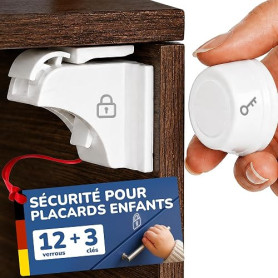 Hoffenbach Serrure Magnétique Invisible pour Sécurité Enfant – 12 Verrous & 3 Clés – Protection pour Placards, Portes & Tiroirs