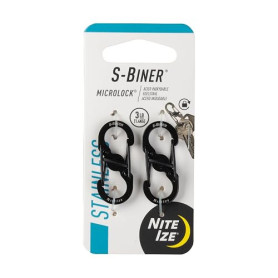 Nite Ize Mousqueton S-Biner MicroLock, lot de 2, noir, NI-LSBM-01-2R3