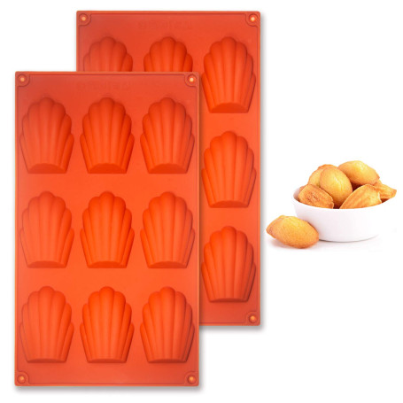 Lot de 2 Moule Madeleine Silicone, Antiadhésif pour Muffins, Chocolat | Moule À Madeleines En Silicone Antiadhésif À 9 Cavités, 