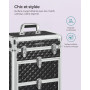 SONGMICS Valise de Maquillage, avec 2 Tiroirs, 34 x 24 x 56 cm | Mallette Cosmétique, Grand, Roulette Pivotante à 360°, Voyage, 
