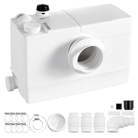 VEVOR Broyeur WC 800 W 200 L/min Levage 10 m Pompe de Relevage Eaux Usées | pour Évier de Cuisine, Salle de Douche, Buanderie, C