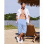 LVCBL Short en Lin pour Homme, Longueur 3/4, Pantalon d'été, pour la Plage, Le Yoga, Le Jogging, Décontracté