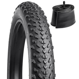 YunSCM Foldable 20 inch Bike Tyres 20x4.0 Tires and Inner Tubes with AV32mm Valve - Compatible with E-Bikes, City & Road Bikes