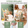 Chariot de Marche Bois pour Bébé, Centre d'Activités Multiples Montessori | Trotteur Bébé Hauteur et Vitesse Réglables, pour Fil