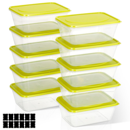 Cozary Lot de 10 Boîtes Alimentaires Boîtes de Congélation, Rectangulaires, Boîte Conservation Alimentaire Libre de BPA, avec Co