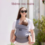 Momcozy Porte Bebe Ergonomique 100% Coton,Gris, 3–24 Mois, 3,2–20 kg | Porte-bébé physiologique, position M, tour de taille régl