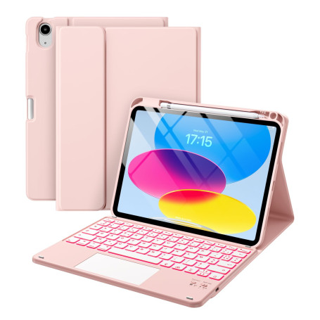 Vobafe Coque Clavier pour iPad A16 11" 2025/10ème Génération 10.9" 2022 | Étui Keyboard avec Rétroéclairage 7 Couleurs et Pavé T