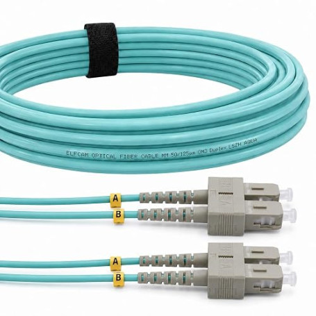 Elfcam® - Câble à Fibre Optique SC/UPC à SC/UPC OM3 Multimode Duplex 50/125um LSZH (1M)