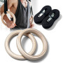 GORPENT Anneaux de Gymnastique en Bois 28cm avec Sangles de 25mm, Anneaux Gym pour Entraînement Fitness et Calisthénics à la Mai