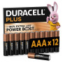 DURACELL AAA Plus Piles Alcalines (Lot de 12) 1.5V, LR03 | Durent jusqu’à 100% plus longtemps - Actifs POWER BOOST - Manettes De