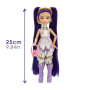 K-POP IDOL Poupée Mina Fashion Dolls Style K-Pop Starlight, Cheveux Violets avec couettes. 3 Accessoires pour créer des Tenues.