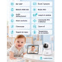 BURNNOVE Babyphone Camera sans WiFi pour Bébé, Écran IPS 5 Pouces | Vision nocturne, caméra motorisée 355°/90°, mode VOX, zoom n