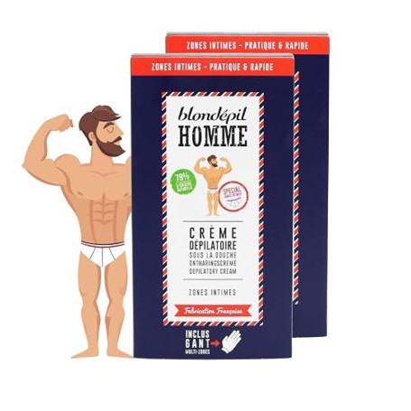 Blondépil Homme - Creme depilatoire homme sous la douche, Zone Intime, Rapide et Efficace, Adaptée à tous les types de peaux, Ma