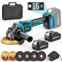 Meuleuse d'angle sans fil Brushless Compatible Makita 18V Batterie | 6 Vitesses 10 000 tr/min, écran Intelligent 125 mm Disqueus