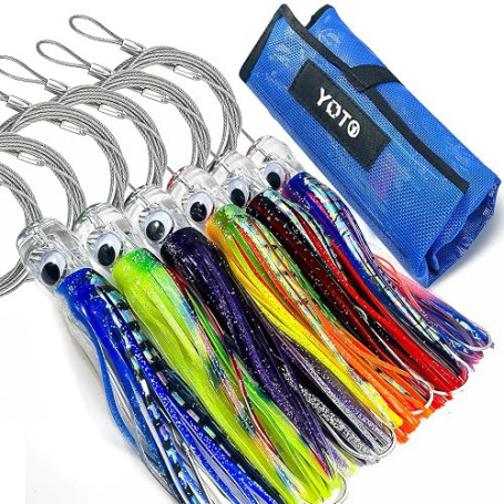 YOTO Lot de 6 leurres de pêche à la traîne en Eau salée - 16,5 cm - Kit de leurres de pêche en mer Profonde - Thon, Marlin, Waho