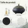 JHEELITE Brûleur Encens Céramique, Encensoir Charbon Rond Noir | Porcelaine Élégante, Design Zen Décoratif, Pour Yoga Méditation