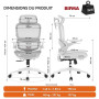 SIHOO B100 Chaise de Bureau Toute Maille, Support Lombaire Adaptatif, Gris | Appui-Tête Large Réglable, Accoudoirs Rabattables,