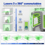 Huepar Pro Niveau Laser avec Trépied Haut, 360 Autonivelant ZK03CGT | Trépied de 127 cm, Haute Précision ±2 mm, Télécommande, Au