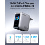 UGREEN Nexode Pro 160W Chargeur USB C Rapide 5 Ports avec Écran TFT GaN II | Compatible avec MacBook Pro Air Neo M5 M4 M3 M2 M1 