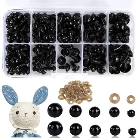 Yeux de Sécurité 100 pièces Yeux de Poupée en Plastique avec Rondelles de Ceinture pour DIY Poupée Peluche,Marionnettes Artisana