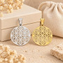 Felicidade Pendentif Fleur de Vie en Acier Inoxydable - Symbole d'Harmonie et d'Énergie Positive - Couleurs Argent et Doré - Idé