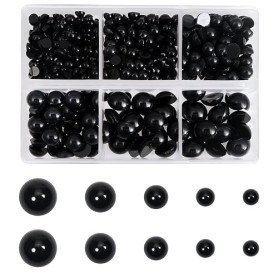 TOAOB 500pcs Yeux de Sécurité en Plastique de Poupée 4mm à 10mm Yeux Demi Rond à Dos Plat Noir pour Poupée pour DIY Crochet Anim