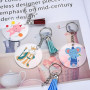 PIANKEKE 80 Pièces Acrylique Porte-clés Disque Glands Set, Cercle Pendentifs, Transparent Ronde Anneaux de Saut pour DIY