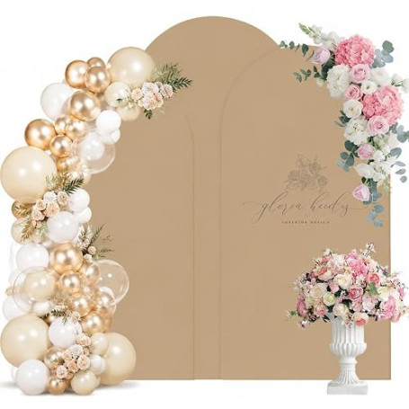 bechoanigel Lot de 3 toiles de fond double face avec dessus rond (1,8 m, 2 m, 2 m) pour fête d'anniversaire, baptême, mariage, f
